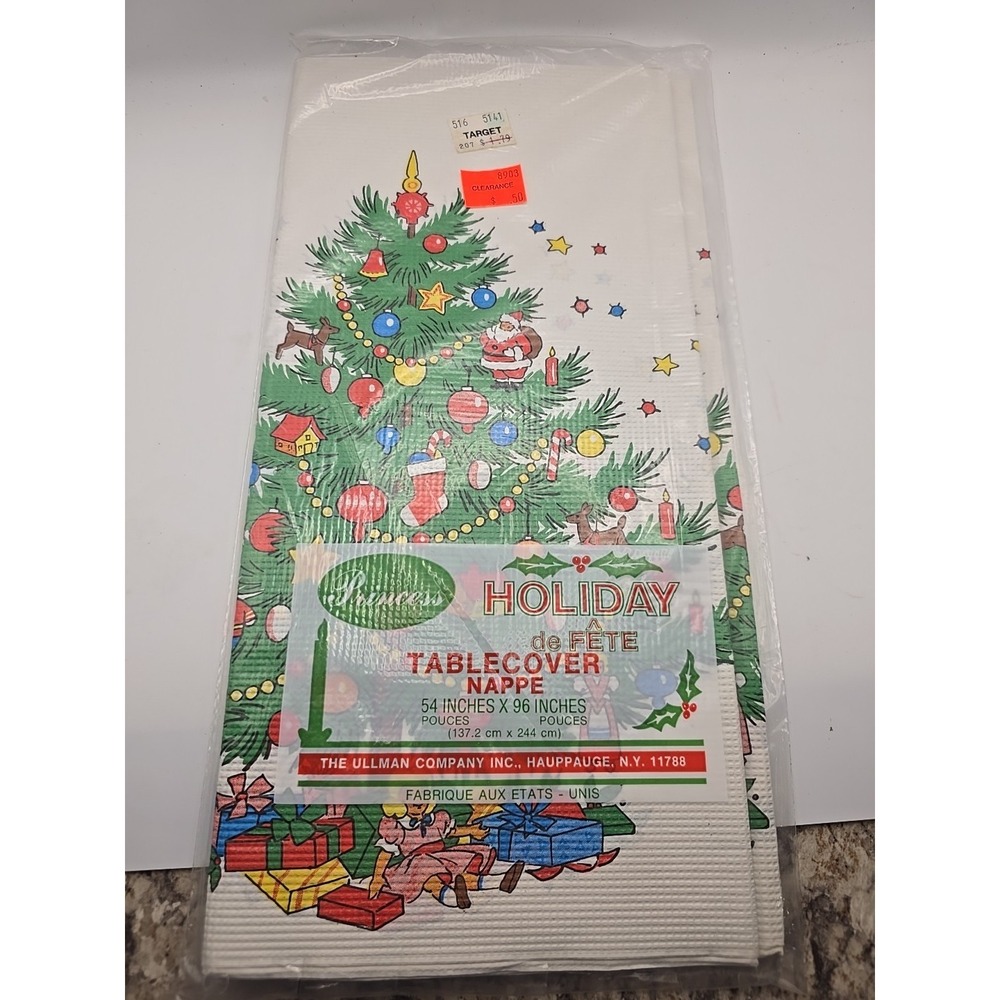 Vintage ULLMAN HOLIDAY Christmas Paper Table Cover 54" X 96"